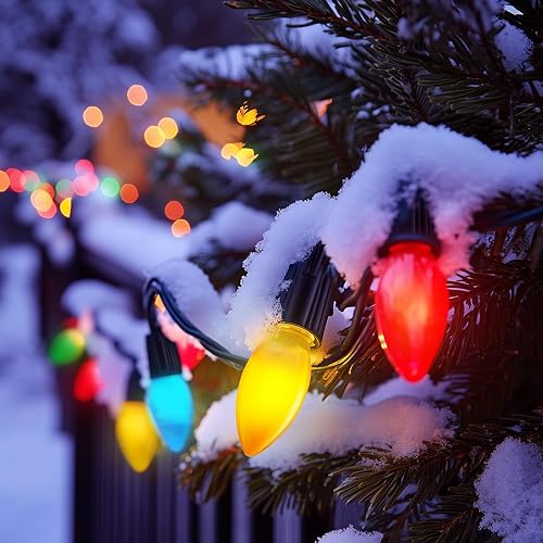 Miniatura 4 de Brightown Paquete de 25 bombillas LED C9 de Navidad, bombillas LED C9 inastillables de plástico blanco, repuesto para luces de cadena de Navidad,