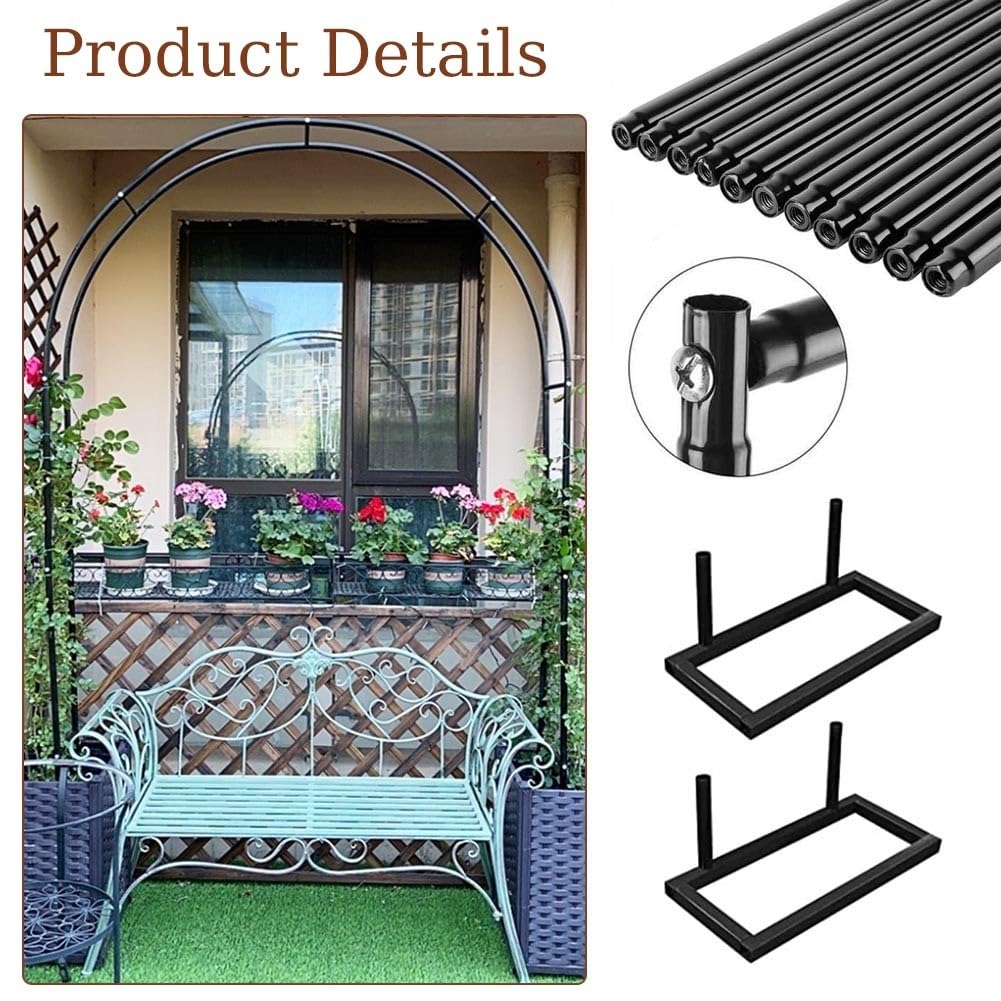 Metall-Gartenbogen für Kletterpflanzen und Rosen, 140 x 230 cm, Rankgitter, dekorative Pergola, röhrenförmiges Design, Unterstützung für Reben, Gartendekoration, Outdoor-Gartenlaube, Blumentor