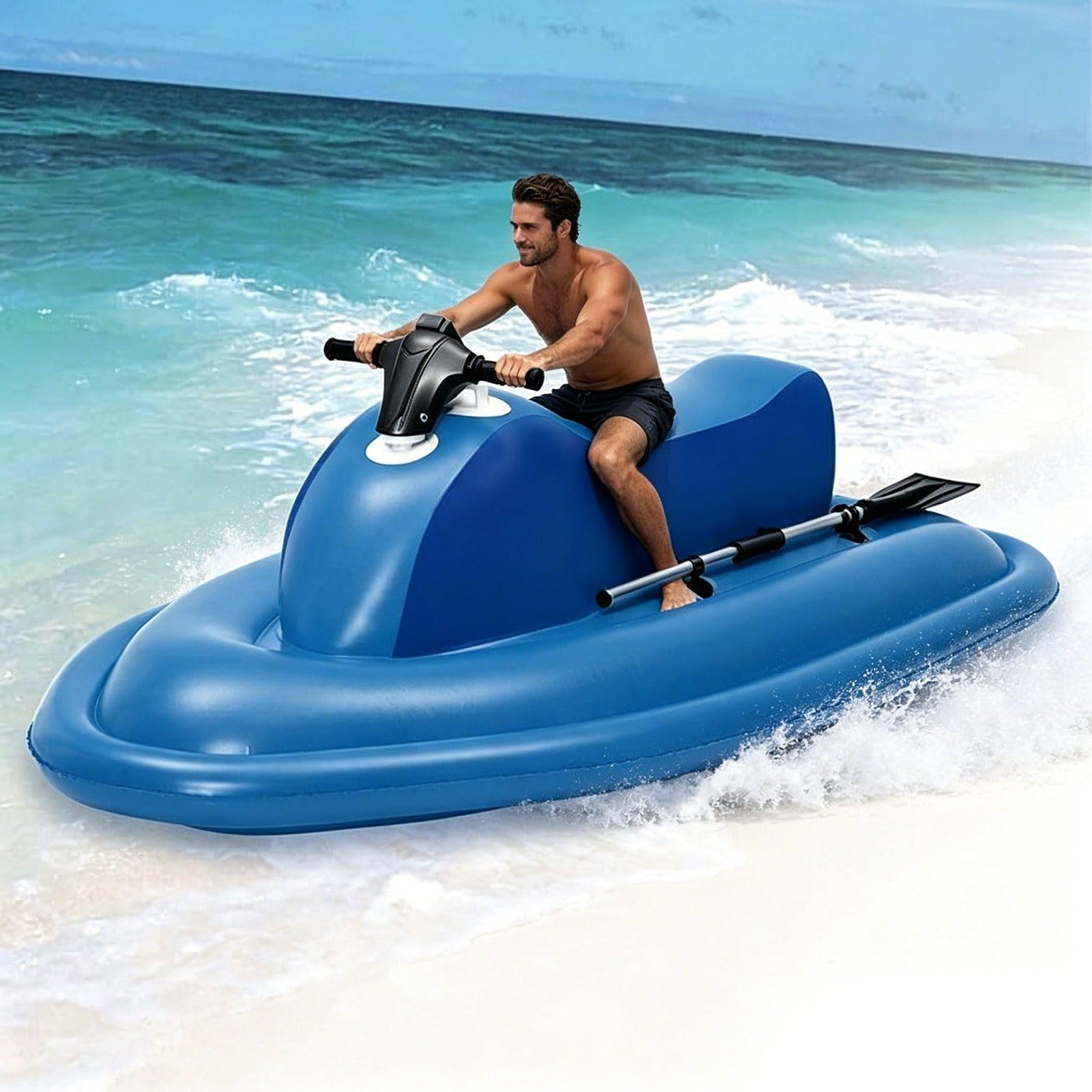 ExoticaBlend Motorized Inflatable Ride-On Watercraft Pool Float - Summer Electric Motor Boat Jet Ski Inflatable Foldable Boat With 500W/700W Underwater Scooter,Detachable Dual-Fin 500W16A