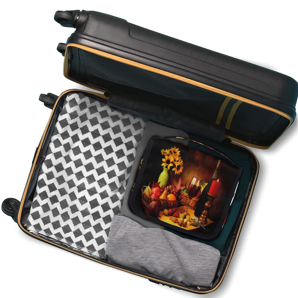Jesienna podróżna kosmetyczka FallRed Wine Bottle Wash Pouch Bag Unisex Wiszące przybory toaletowe Kosmetyczka Organizer do makijażu, wielobarwny, Jeden rozmiar