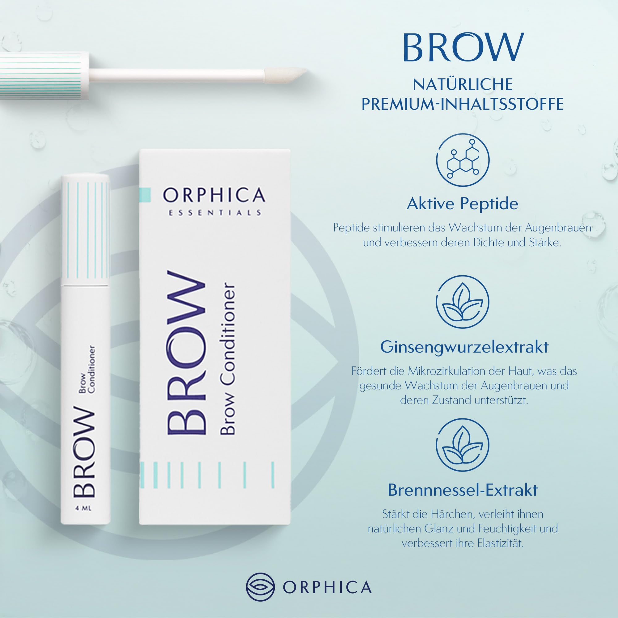 ORPHICA BROW Augenbrauen Serum 4 ml - Für Dichte, Starke und Volle Augenbrauen, Conditioner für sichtbares Wachstum, Booster Hair Growth Gel - Augenbrauen Farbe Verbesserung, Augenbrauenpflege
