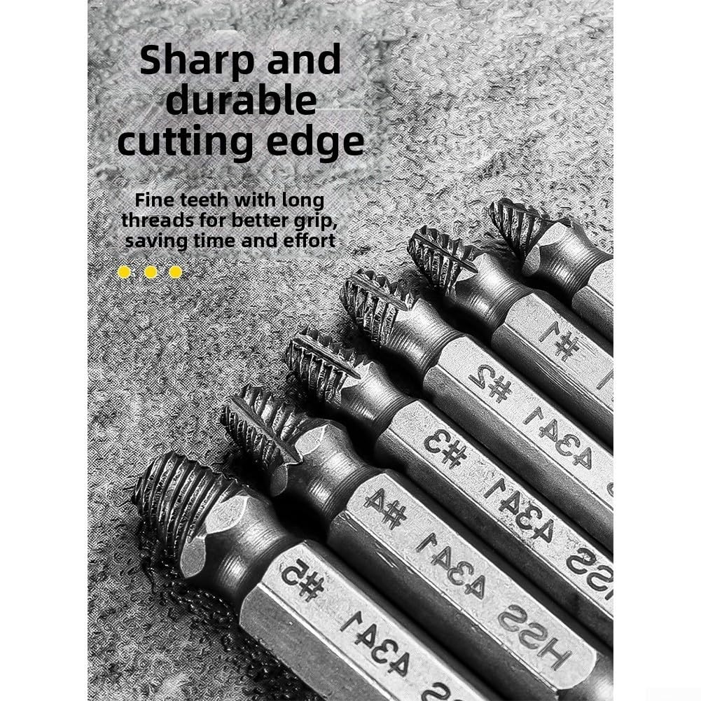 Juego de extractores de tornillos de 14 piezas, kit de extracción de pernos rotos HSS de 3 a 12 mm con brocas para tornillos dañados, herramienta de extracción profesional (14 + brocas)