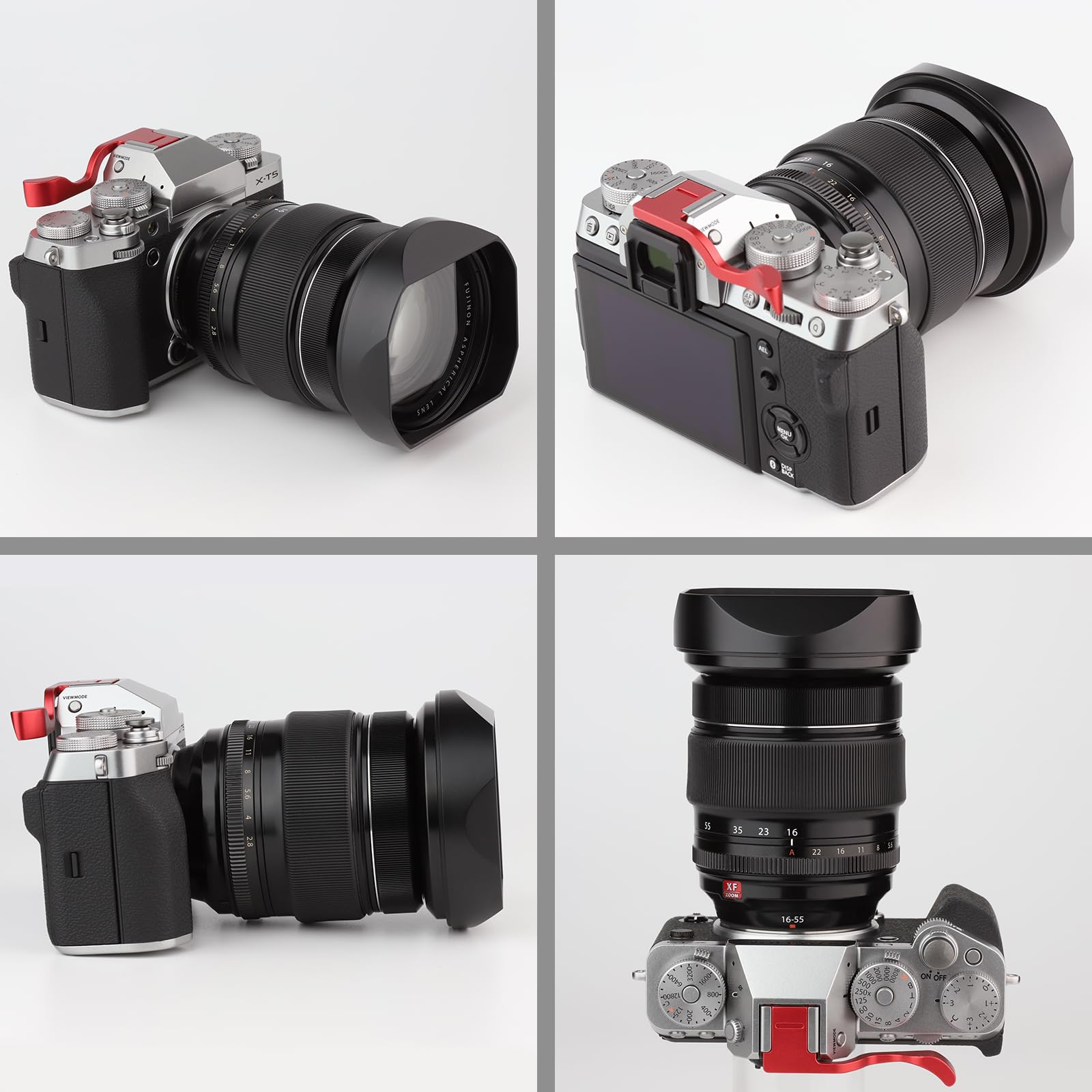 Haoge LH-X165 Paraluce quadrato in metallo per Fujifilm Fuji Fujinon XF XF16-55mm F2.8 R LM WR obiettivo xf16-55mm/f2.8 obiettivo con kit tappo in metallo