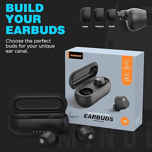 Miniatura 7 de MINDBEAST Auriculares inalámbricos Bluetooth con cancelación avanzada de ruido, graves profundos e impermeabilidad IPX5, batería de 36 horas de