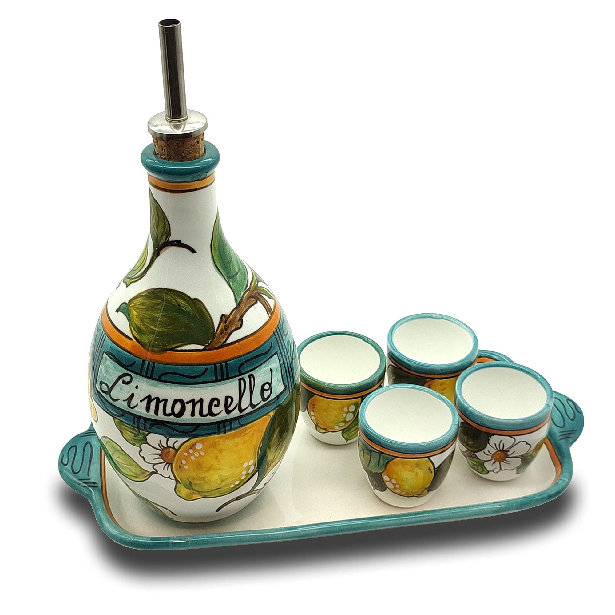Amazon.com: Italian Ceramic Limoncello Pottery Set Tray Lemon