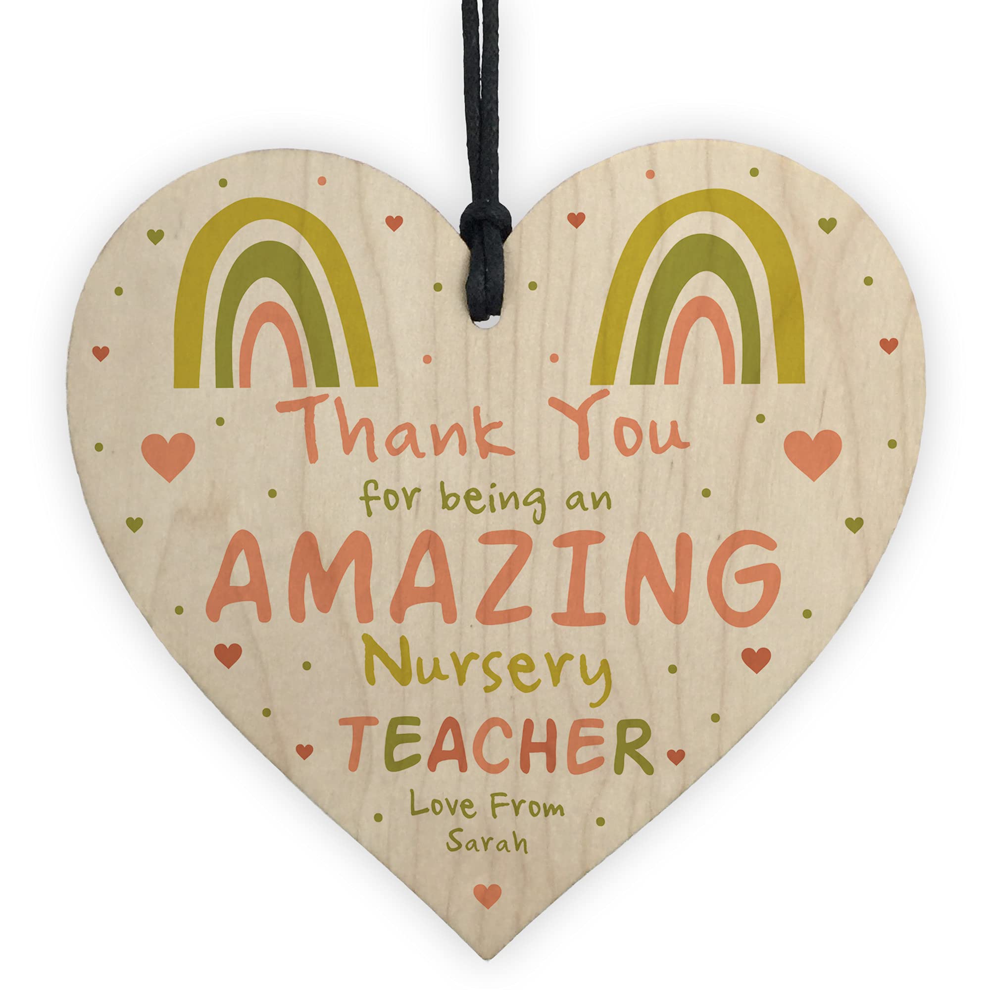 Personalised Nursery Teacher Heart Wooden Plaque Thank You Gifts Leaving Gift