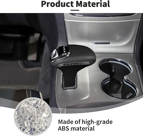 Miniatura 7 de JWWY Pomos de palanca de cambios compatible con Jeep Grand Cherokee Accesorios 2014-2015 2 piezas de fibra de carbono