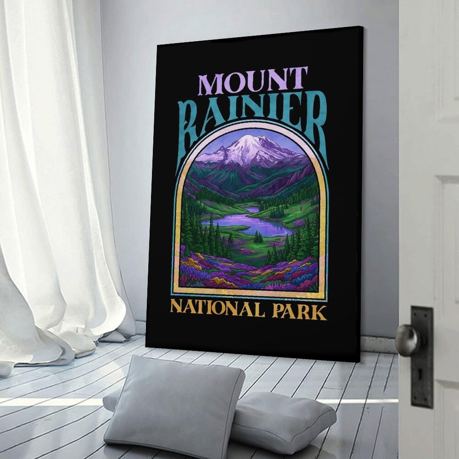 Junmoney Mount Rainier National Park Art Canvas Wall Decor, 20x30inch(50x75cm), for Gallery Wall Decor And Room Displays, Wall Decor Suited to Curated Displays