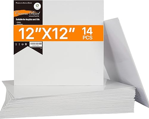 CONDA Paneles de lienzo de artista de 12 x 16 pulgadas, paquete de 14, imprimados, 100% algodón, calidad de artista libre de ácidos para pintura y