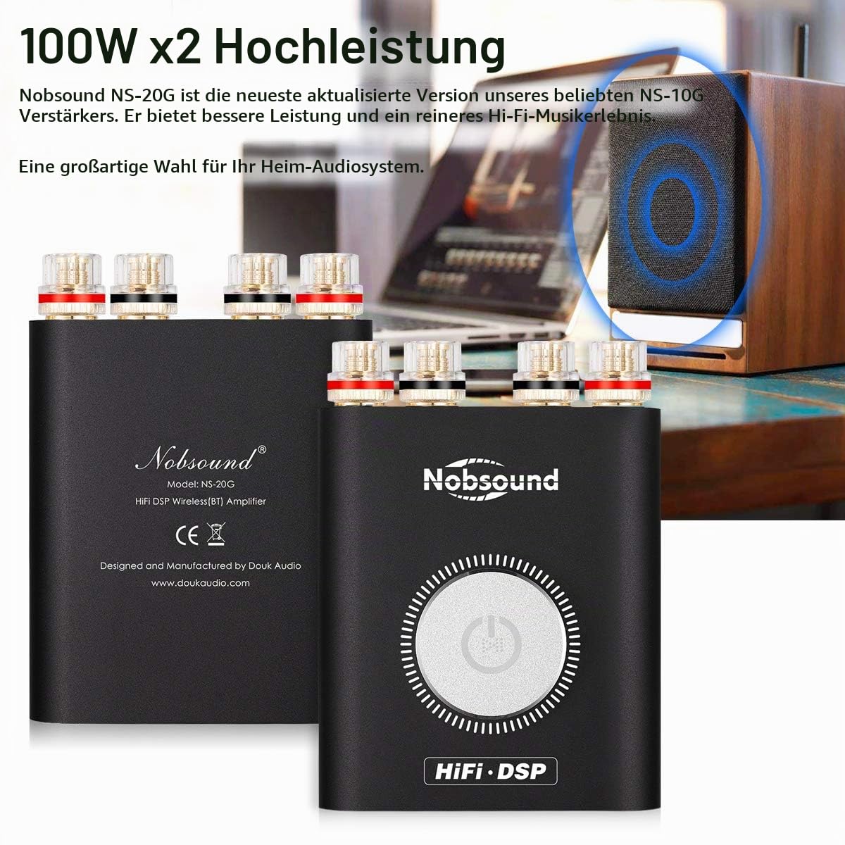 Nobsound NS-20G 200W Audio Verstärker, Mini Digitaler Leistungsverstärker mit Bluetooth 5.0 für HiFi Stereo