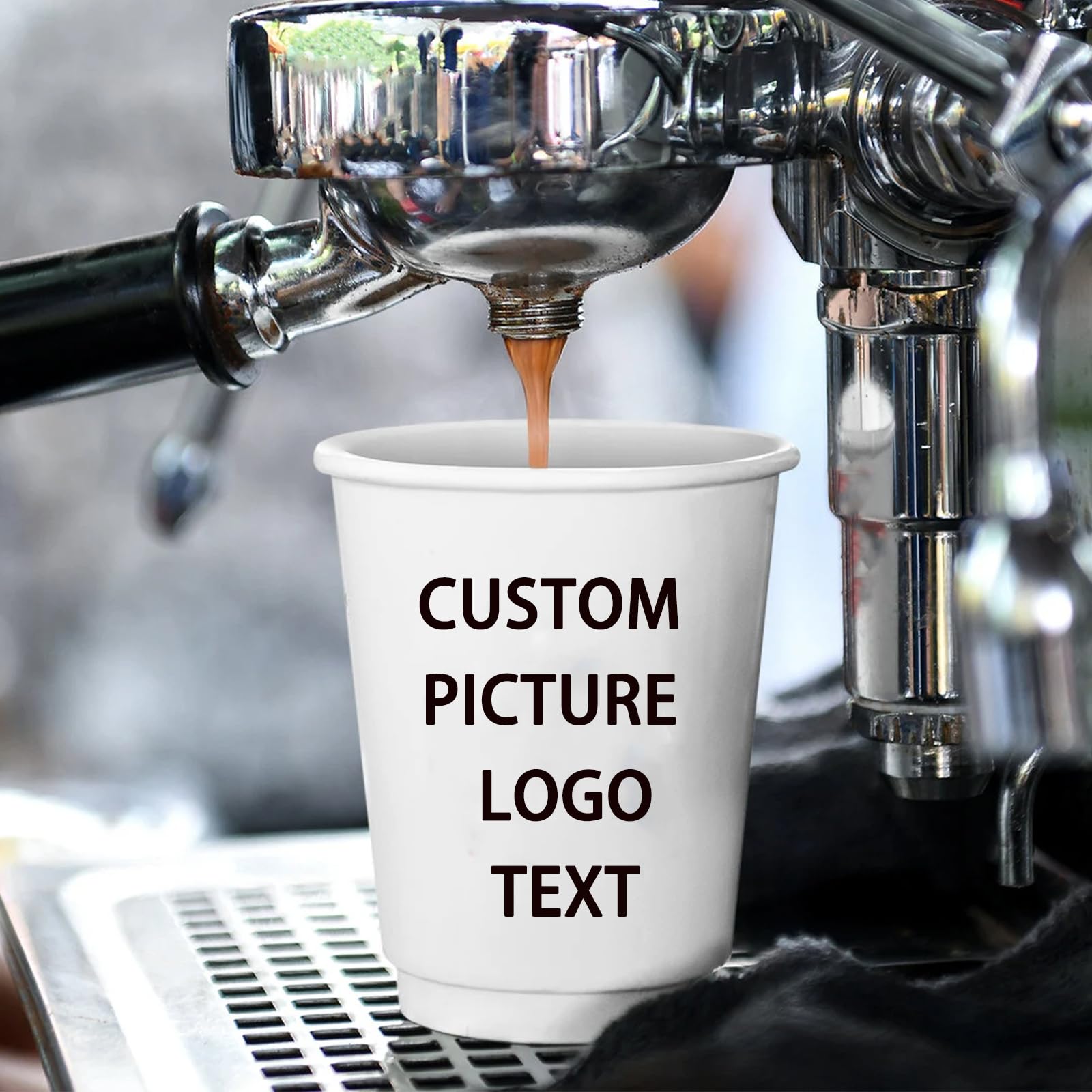 100 PCS 7/9/10/12 oz Custom Paper Coffee Cups,Personalized Disposable Cups with Photo/Logo/Text,Personalized Disposable Paper Coffee Cups for Office,