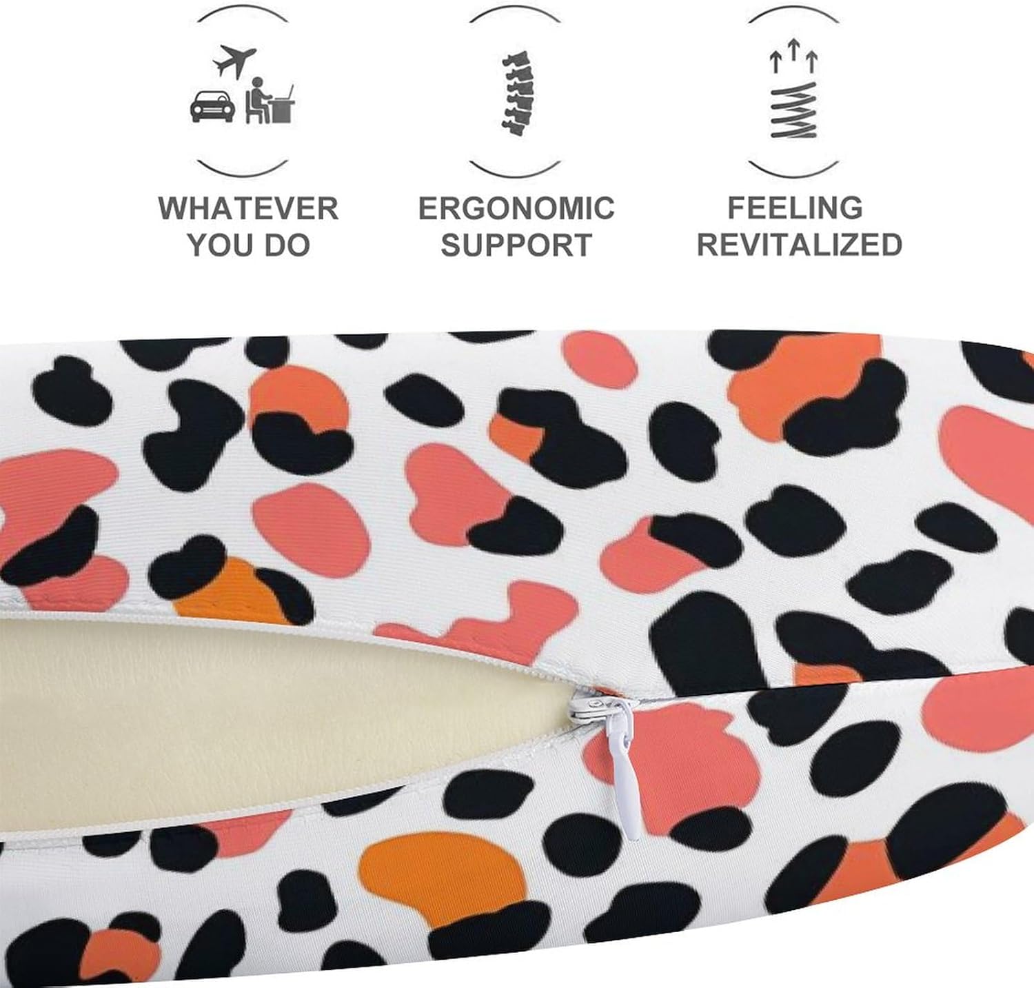 Leopard Pattern Colorful Memory Foam Pillows U Shaped Travel Neck Pillow