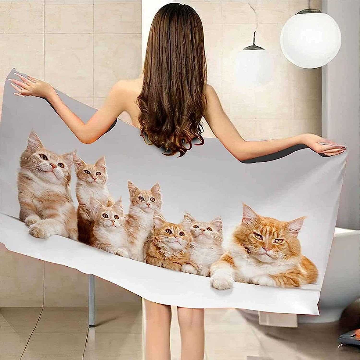 Serviette de Plage 200x200 Femme Homme Enfant, Drap de Plage XXL Serviette Plage Anti Sable à Séchage Rapide Grande Serviette Plage Chat, pour Bain, Piscine, Camping Animaux Mignons A665