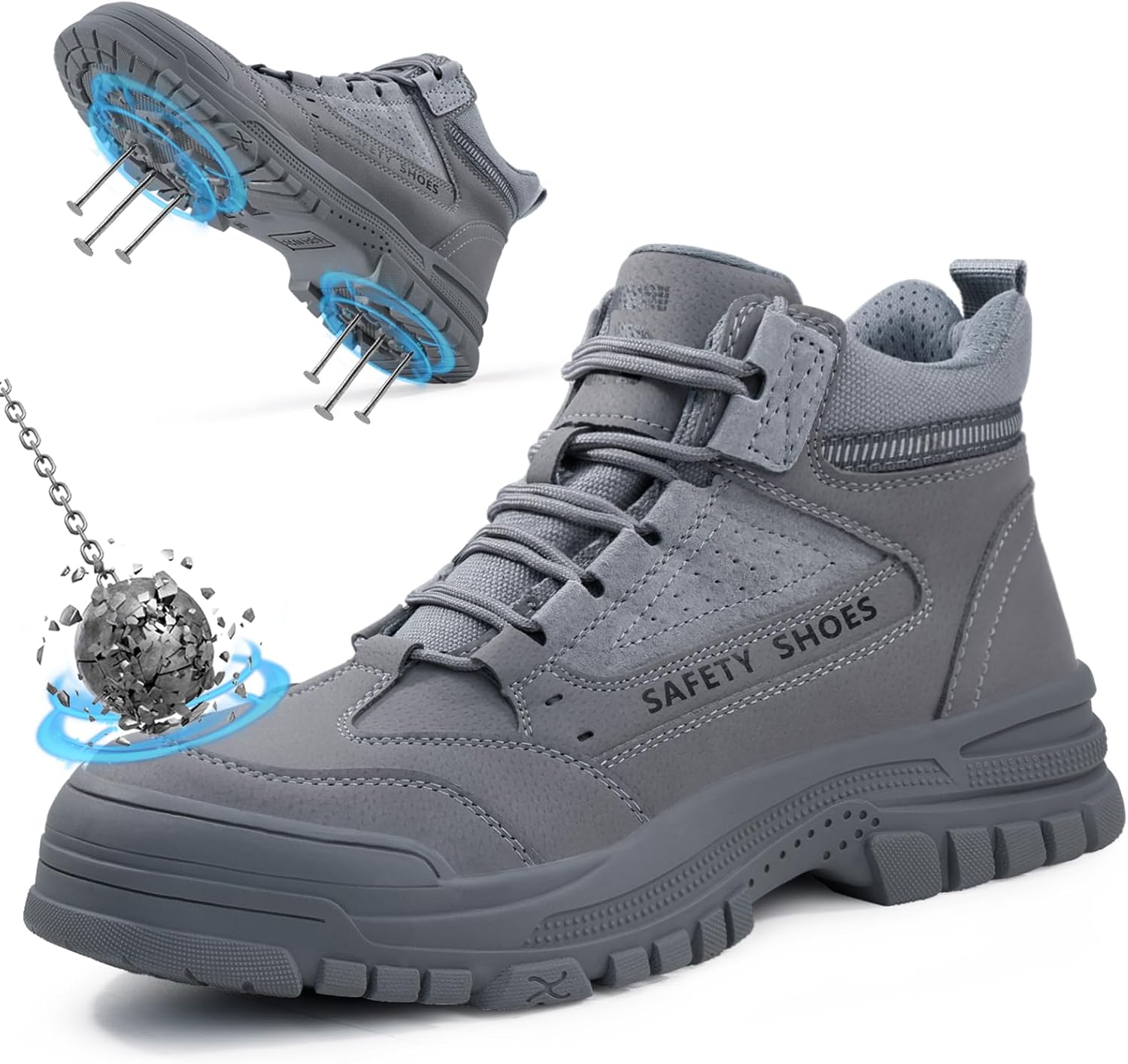 Steel Toe Work Boots for Men - High Top Puncture Resistant Safety Boots - Industria...