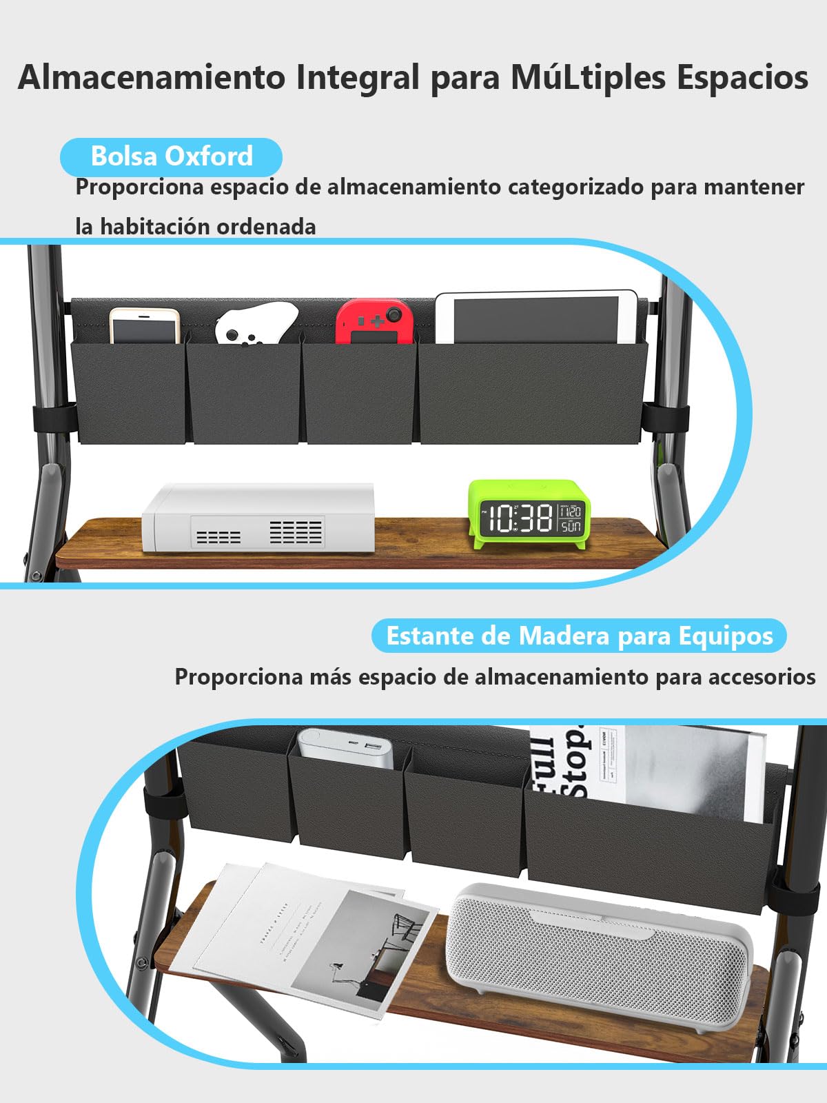 Soporte de TV rodante con Bolsas de Almacenamiento, diseño estético anticolisión, Carrito de TV móvil para Pantallas LCD/LED/OLED Planas/Curvas de 32-75 Pulgadas, soporta hasta 100kg