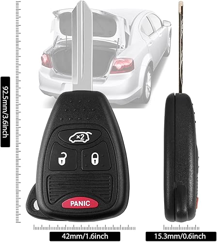 Miniatura 3 de Llavero de repuesto con 4 botones para Chrysler 300c 200 Sebring Aspen, Dodge Charger Avenger Nitro, Jeep Commander Grand Cherokee Liberty Control