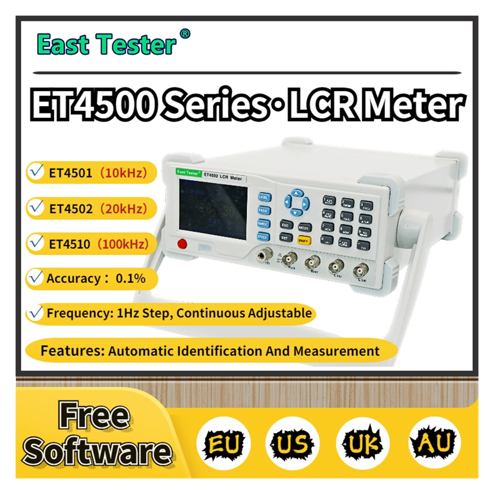 Generatore di Segnale Bridge LCR digitale desktop serie ET45 (ET4501/ET4502/ET4510) Misuratore di induttanza resistenza capacità da banco con schermo LCD TFT 3,5"(ET4510)