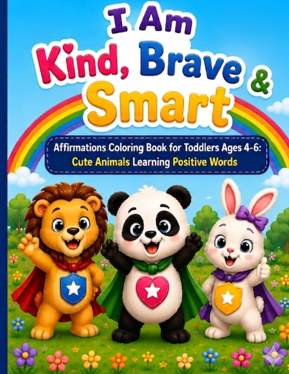 I Am Kind, Brave & Smart: Affirmations Coloring Book for Toddlers: Cute Animals Learning Positive Words for Self-Esteem and Confidence, Fun Preschool Activity Pages for Kids Ages 4-6
