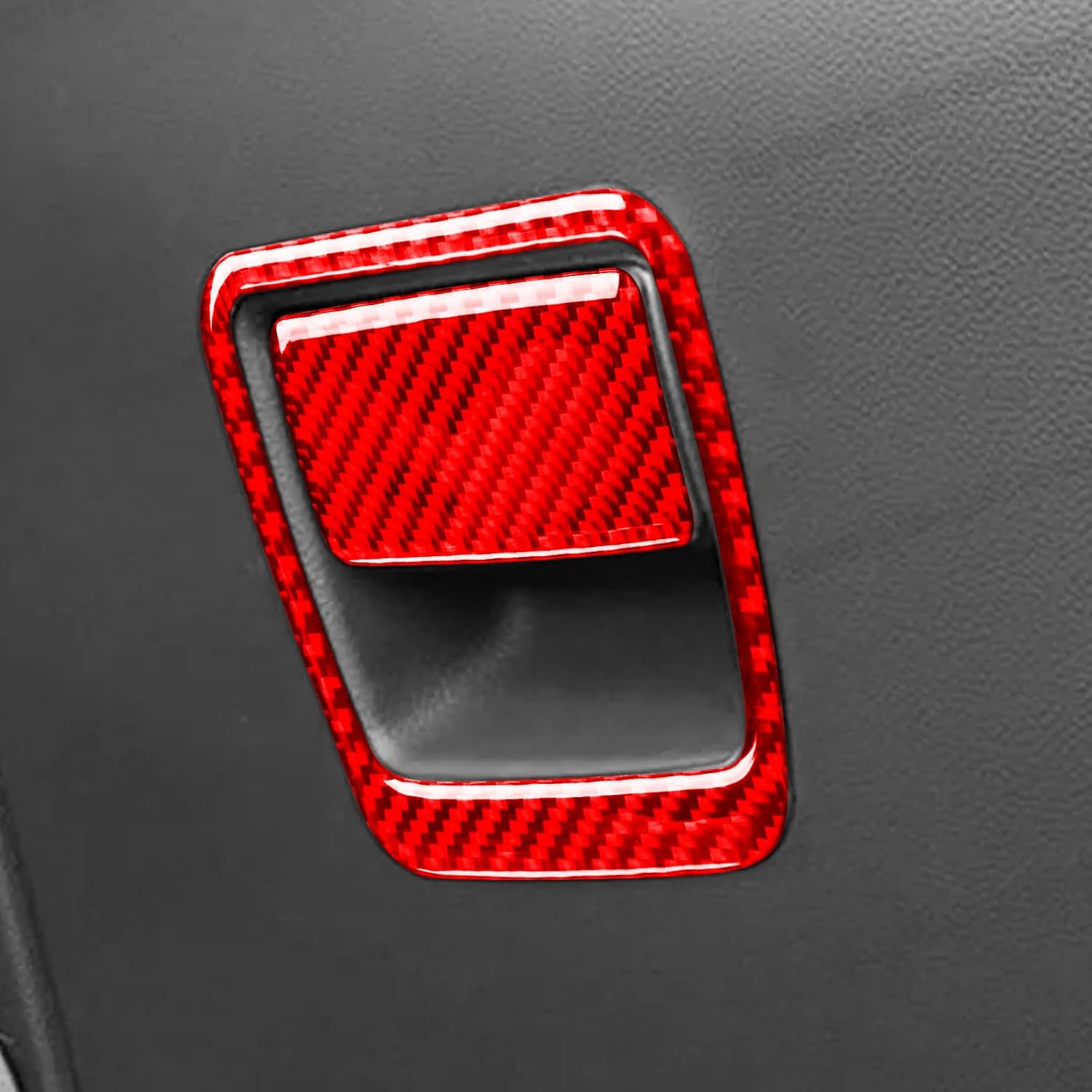 Real 3K Red Carbon Fiber Car Co-Pilot Glove Storage Box Handle Switch Panel Sticker Interior Accessories Compatible with Cadillac XT4 Luxury/Premium Luxury/Sport 2018 2019 2020 2021 2022 2023 image 4