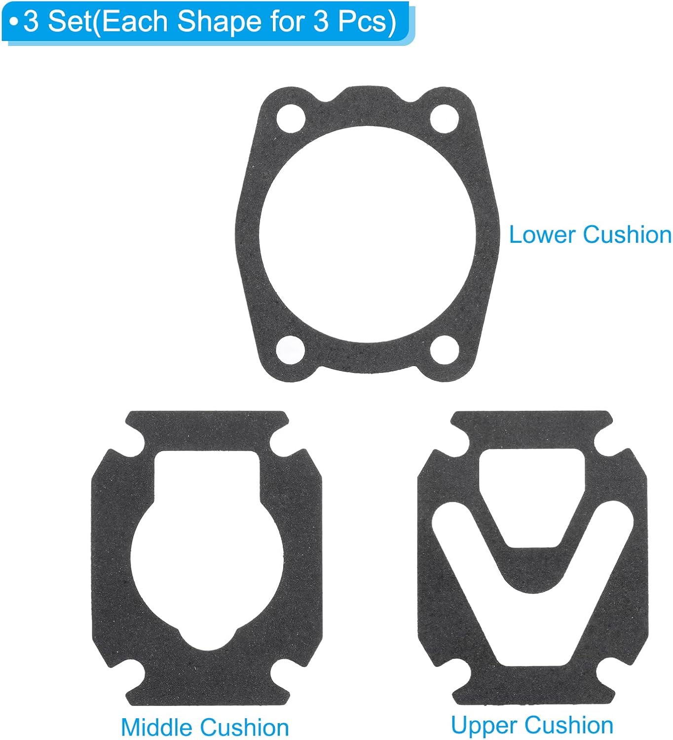PATIKIL Pad Air Compressor Valve Plate Replacement Kit, 3 in 1 Air Compressor Cylinder Head Base Valve Plate Paper Sealing Gasket, Black (3 Set)