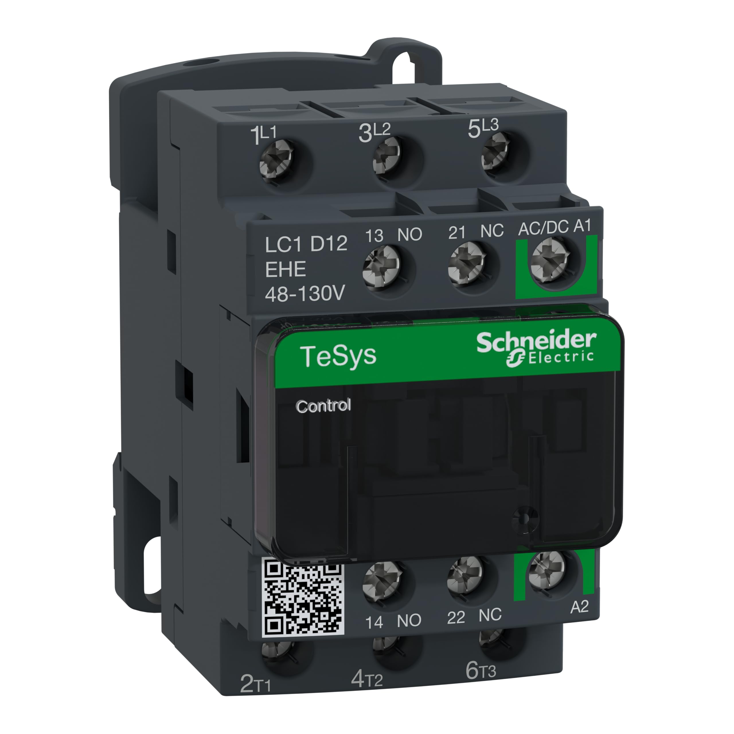 Schneider Electric LC1D12EHE TeSys D Contactor, 3P, AC-3, <=440V, 12A, 48V-130V AC/DC, 86mm x 45mm x 77mm, Gris