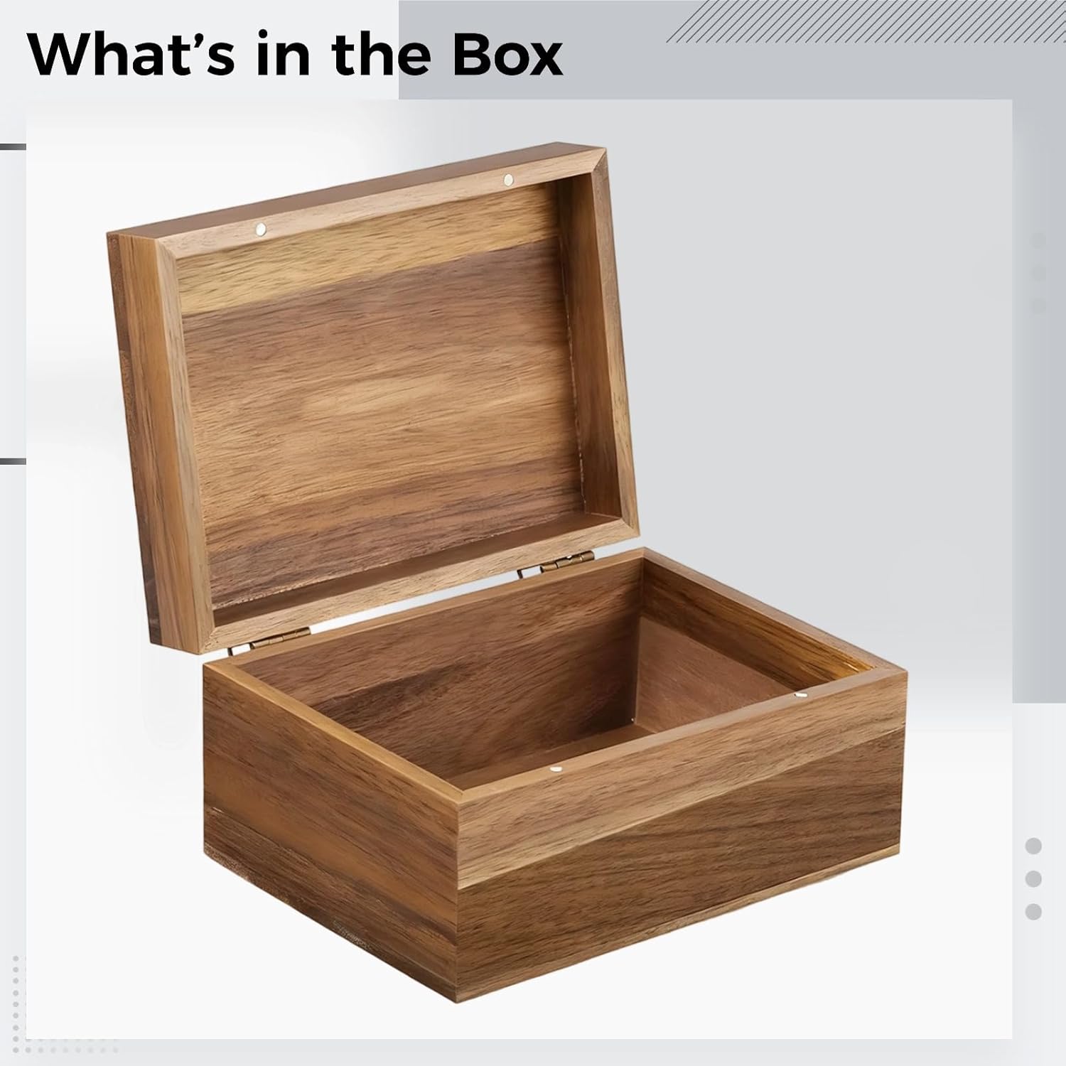 Wooden Storage Box with Hinged Lid, Decorative Brown Acacia Wood Keepsake, for Cards Jewelry Photos, Size 7.1 X 6.3 X 3.9 in
