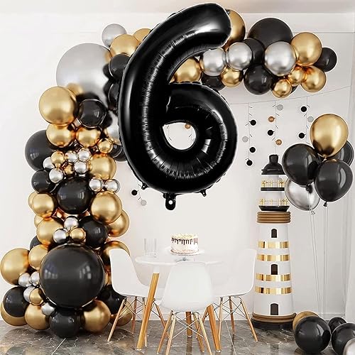 Miniatura 2 de Globos negros del número 6 de 40 pulgadas, globos de aluminio grandes, globo gigante de números para mujeres y hombres, cumpleaños, aniversario,