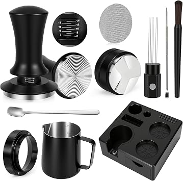 10PCS 51mm Espresso Accessories Kit with Tamping Station & Milk Pitcher