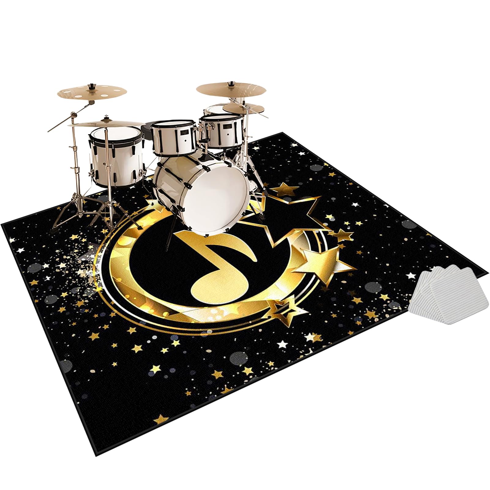 Fzamudng 160 x 120 cm Soundproof Drum Blanket | Drum Rug Drum Mat | Professional Percussion E-Drum Rug | Non-Slip Drum Carpet Rugs | Jazz Drum Bass Drum Snare Musical Instrument Mat | Drums Set Rug