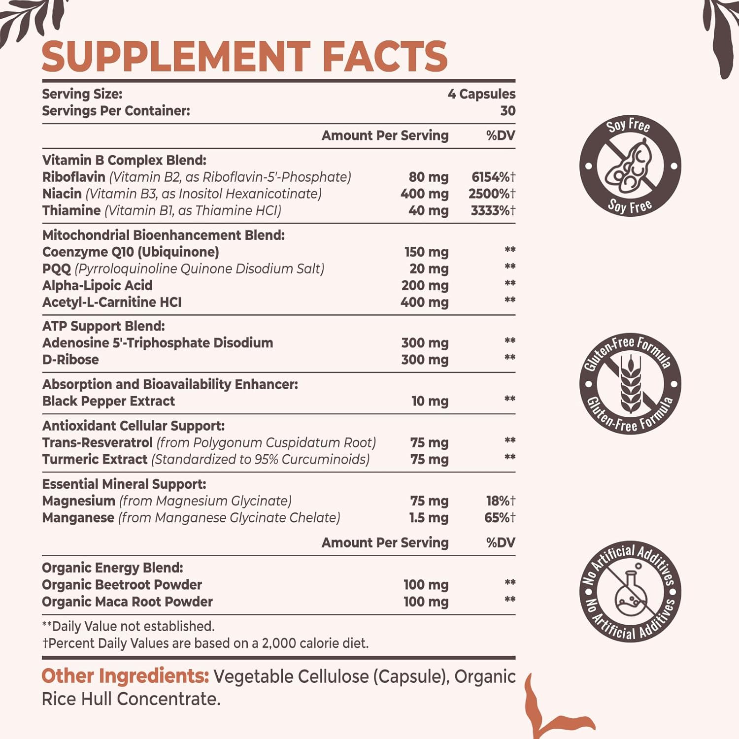 Resciency 2326 MG Mitochondrial Supplements with ATP, Vitamins, CoQ10 & PQQ, More Effective Than Creatine HMB & Nitric Oxide, Energy, Endurance, Strength, Recovery & Muscle, Organic, 240 Capsules - Image 2