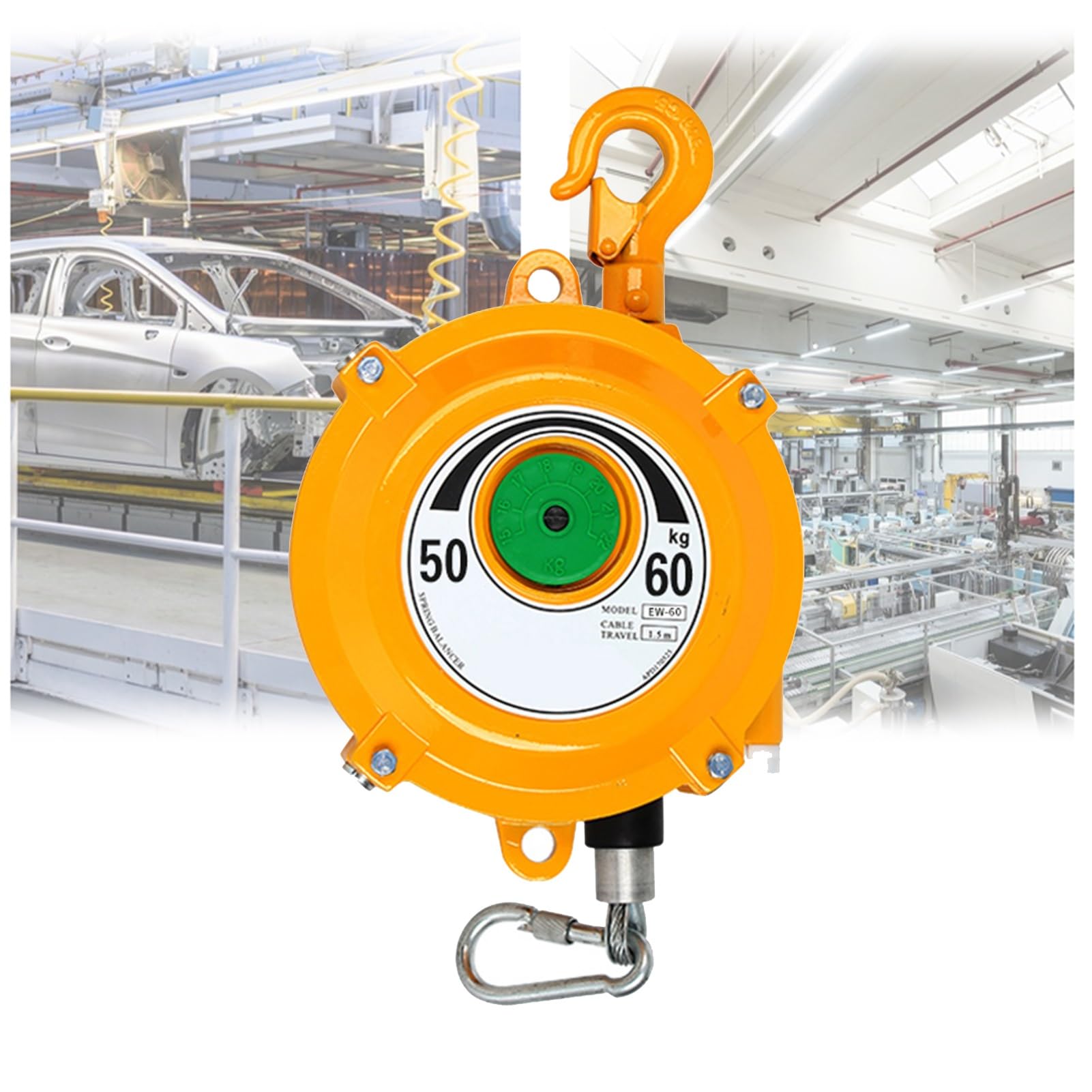 HYQOUKLR Telescopic Spring Balancer, Spring Balancer With Hook And Wire Rope 1.5 Meters Load Range 1-200kg(50-60kg)