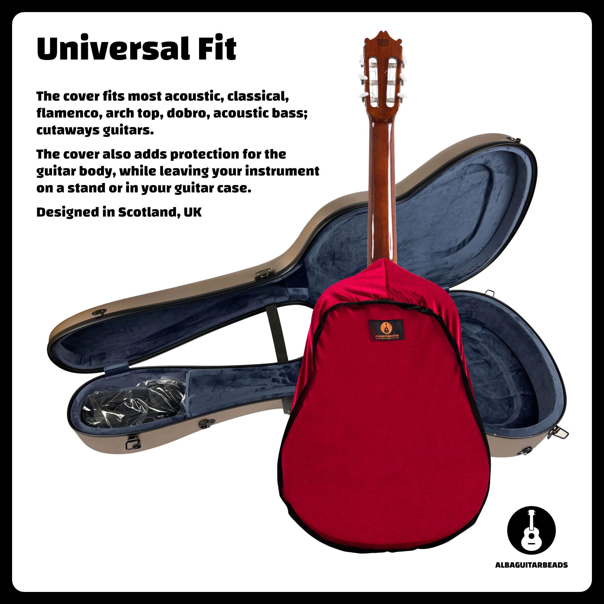 Alba Guitar Dust Cover - Involucro protettivo per chitarre classiche, cover in velluto antipolvere per chitarre acustiche e chitarre elettriche, Rosso