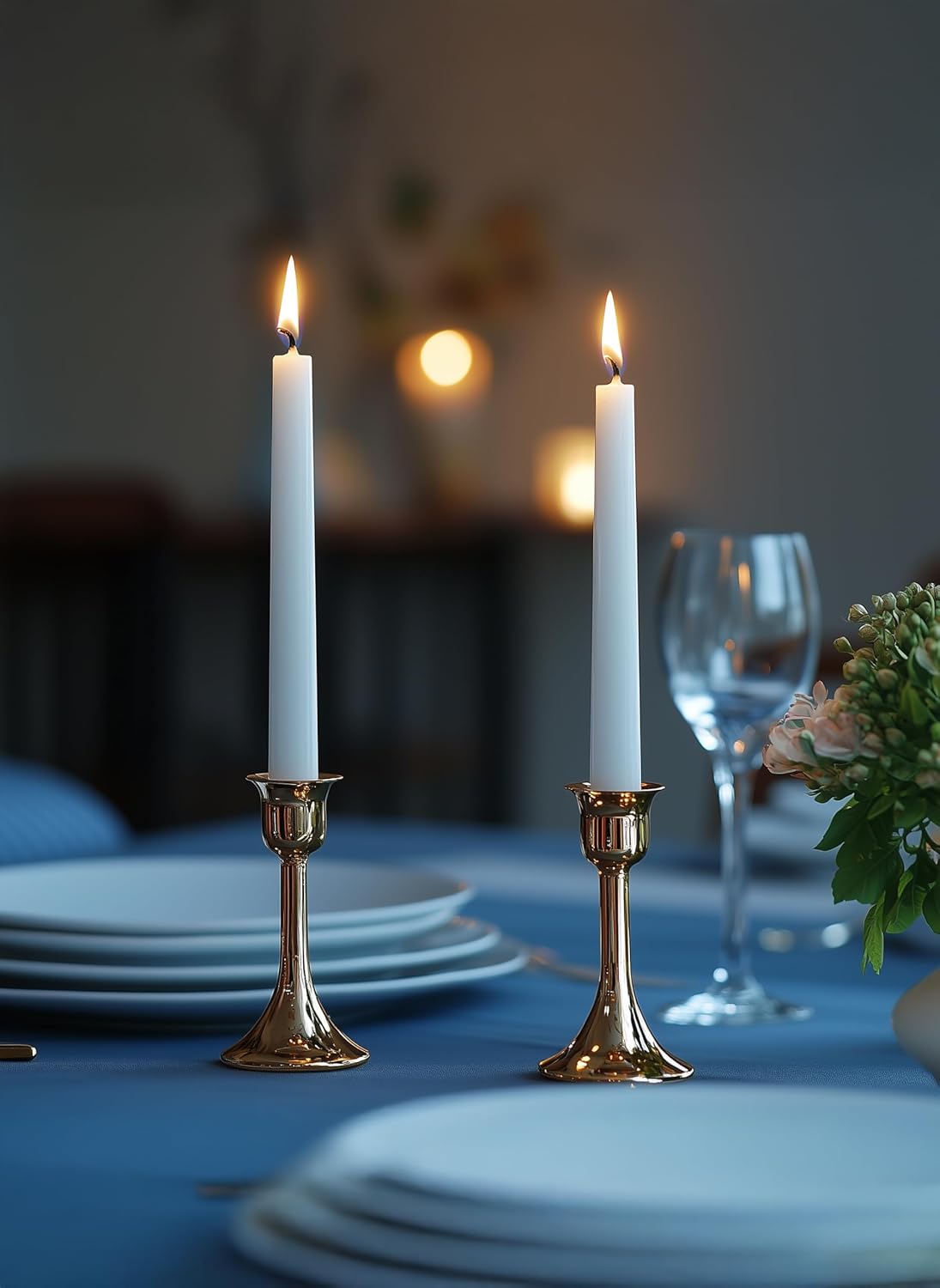 6 PK 10 Classic Taper Candles, White, 7-8 Hours Long Burning, Unscented Tall Candlesticks