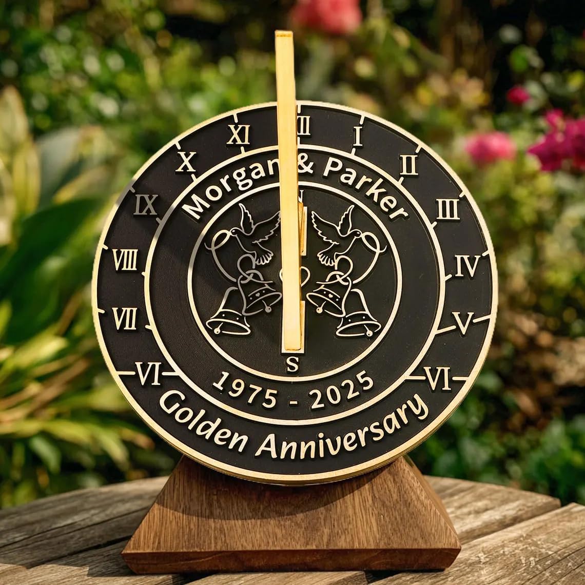 Personalized Sundial 50th Golden Wedding - Anniversary Sundial Gift Decor Or Garden Present Idea for Parents, Grandparents, Friends, Couples 50 Years Marriage