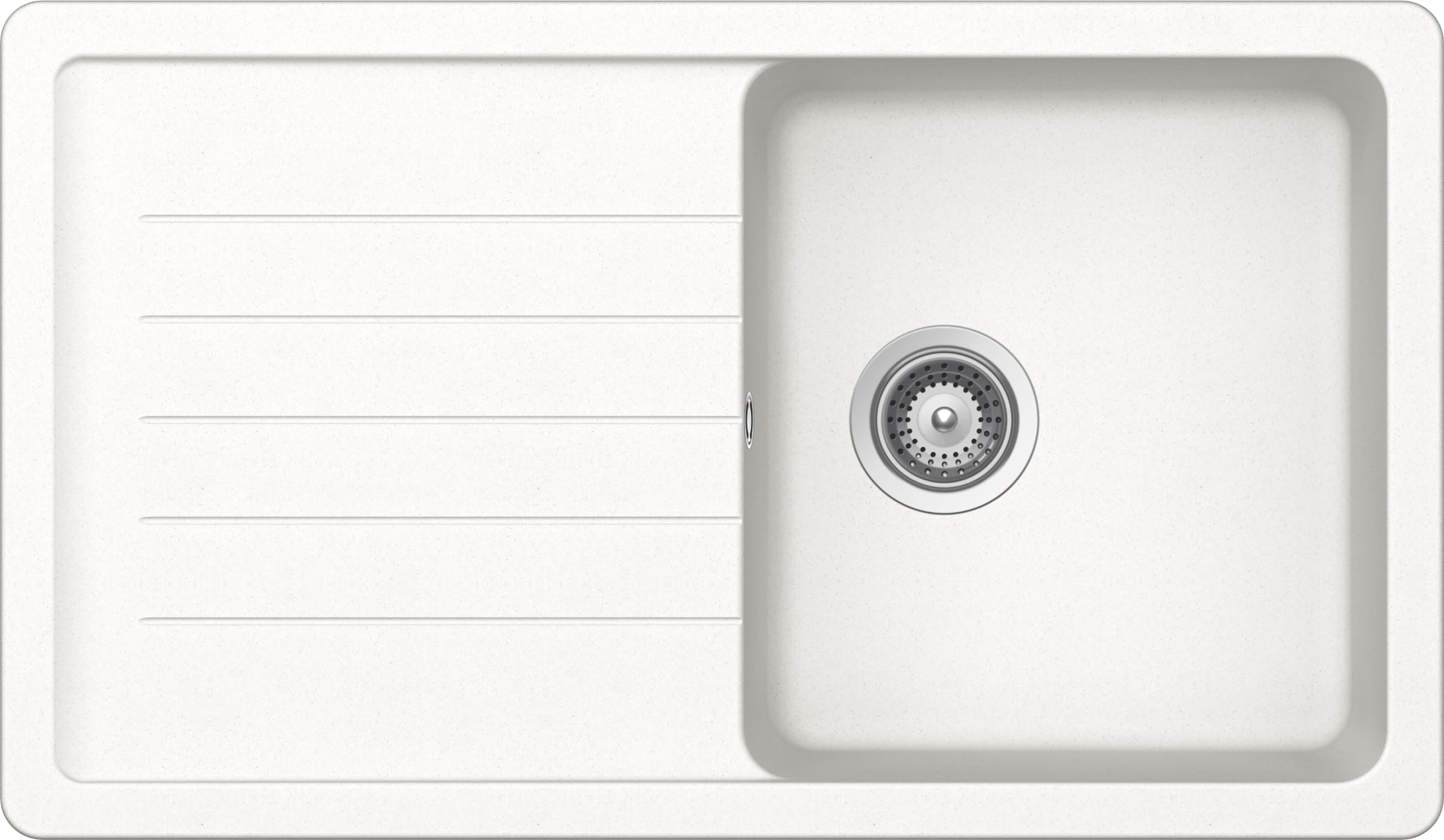 Fregadero de cocina encastrable 1 cubeta con escurridor SCHOCK de resina y cuarzo blanco
