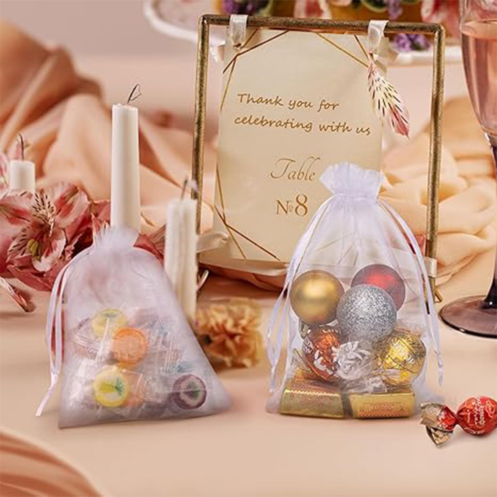 Sacchetti Regalo In Organza LJFEA - 30 Pezzi Bianchi 7x9cm Con Cordino, Perfetti Per Matrimoni, Compleanni E Bomboniere - Foto 11