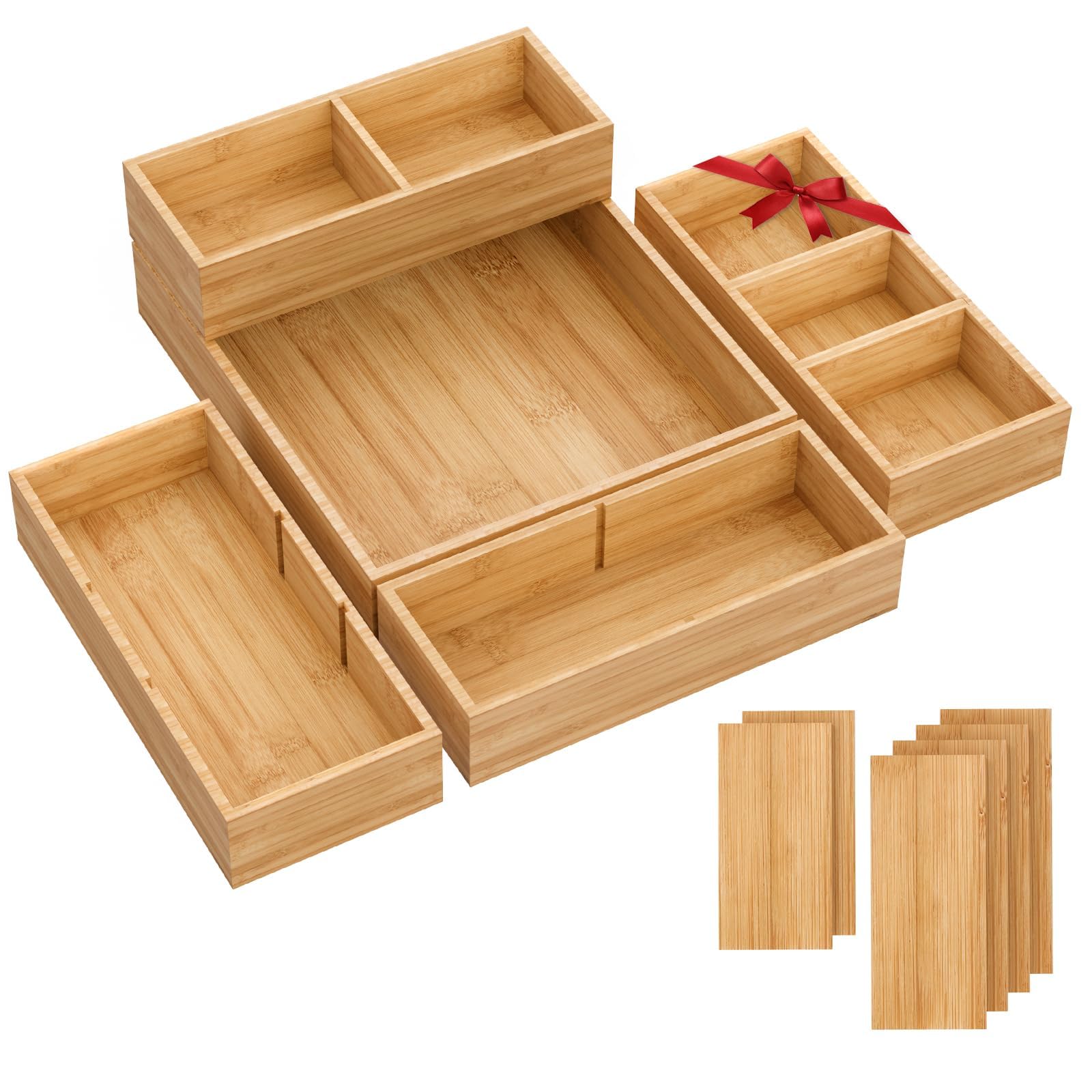 SpaceWhisper Bamboo Drawer Organizer