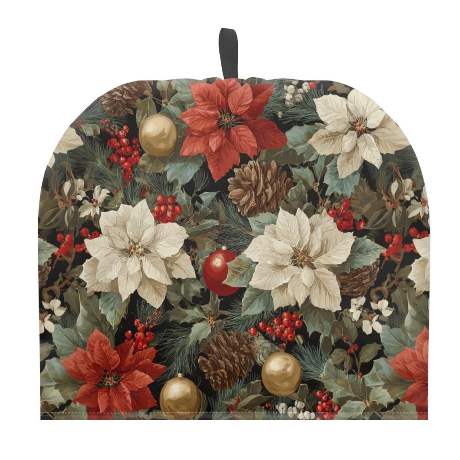 Christmas Poinsettia Ornament Tea Cozy for Teapot Tea Insulated Cosy