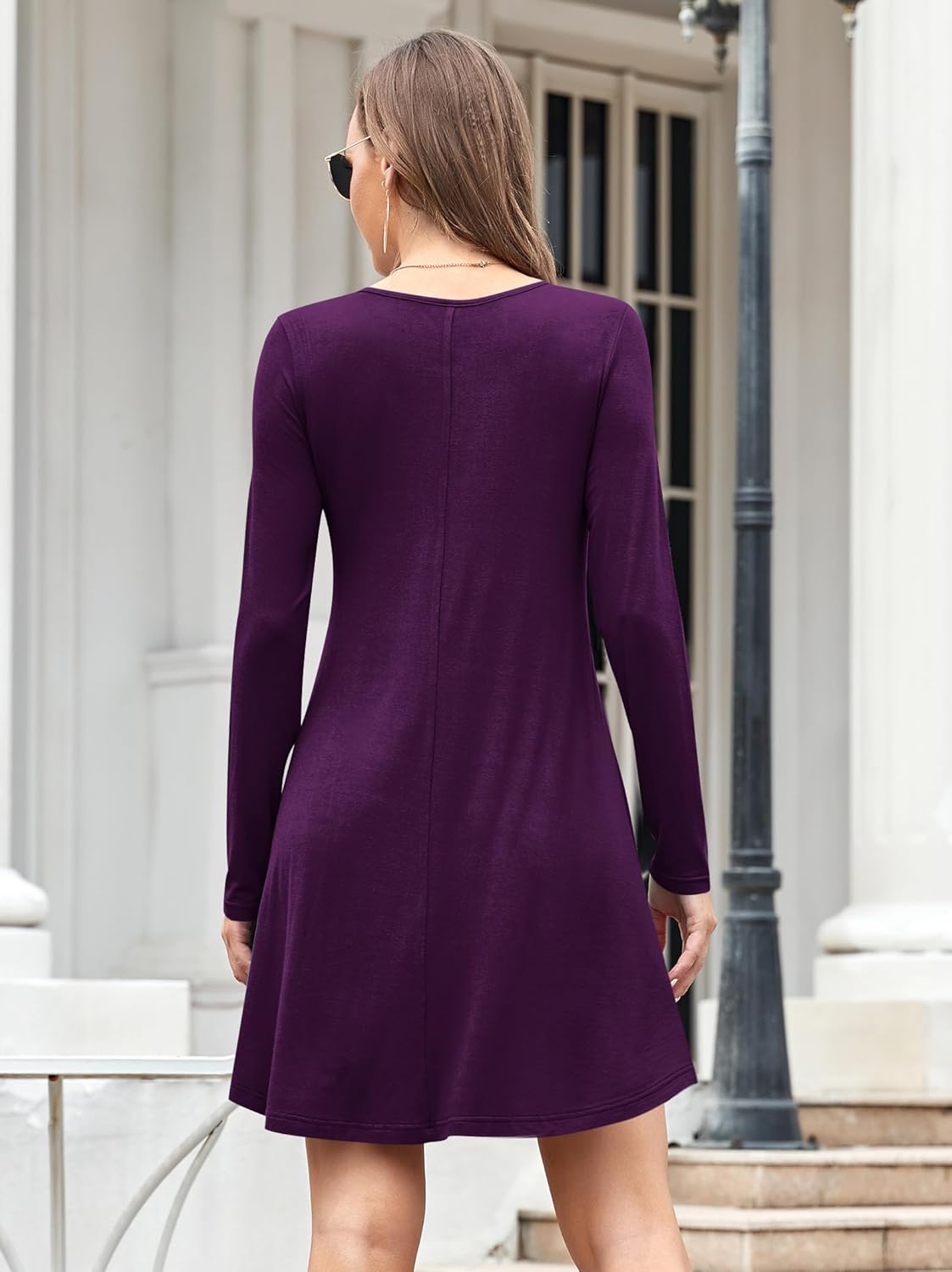 MOLERANI Women's Long Sleeve Casual Swing Simple T-Shirt Loose Dress - Image 3