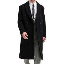 Mens Black Overcoat Wool & Cashmere Double Breasted Long Coat Winter Jacket