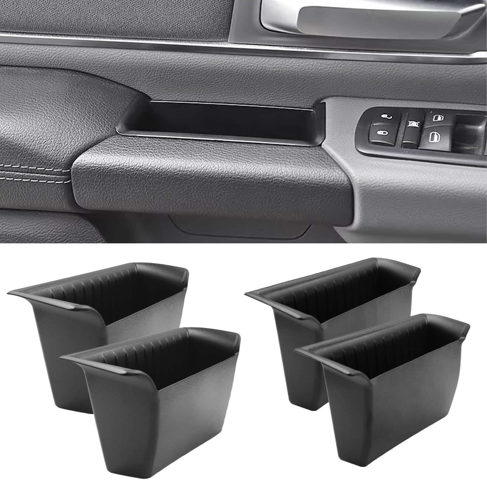 TTCR-II for Ram 1500 Door Side Organizer Tray 2019 2020 2021 2022 2023 2024 2025 2026, for Ram 1500 Door Pocket Insert 4 Pcs (Does not fit 2500 3500Global Recycled StandardGlobal Recycled StandardGlobal Recycled Standard