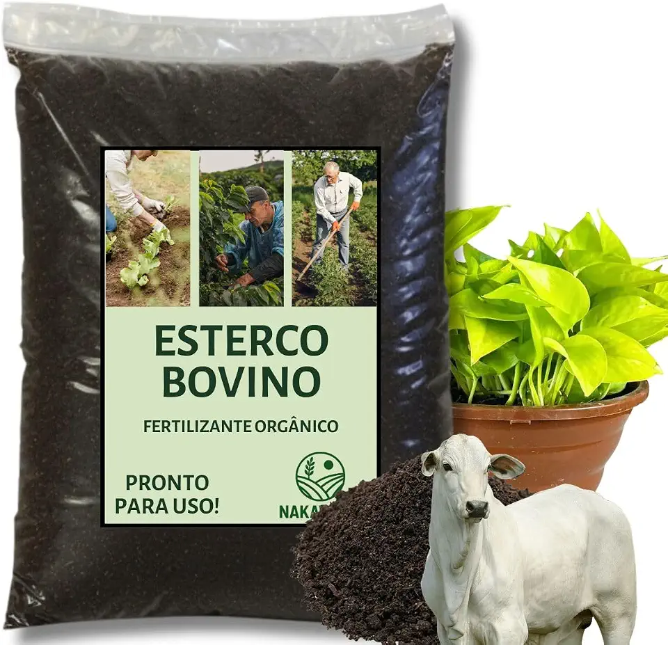 Esterco Bovino 10Kg Curtido Sem Cheiro Adubo Orgânico Forte Plantas Vaso Horta Jardim Solo Fértil (4 Kg)