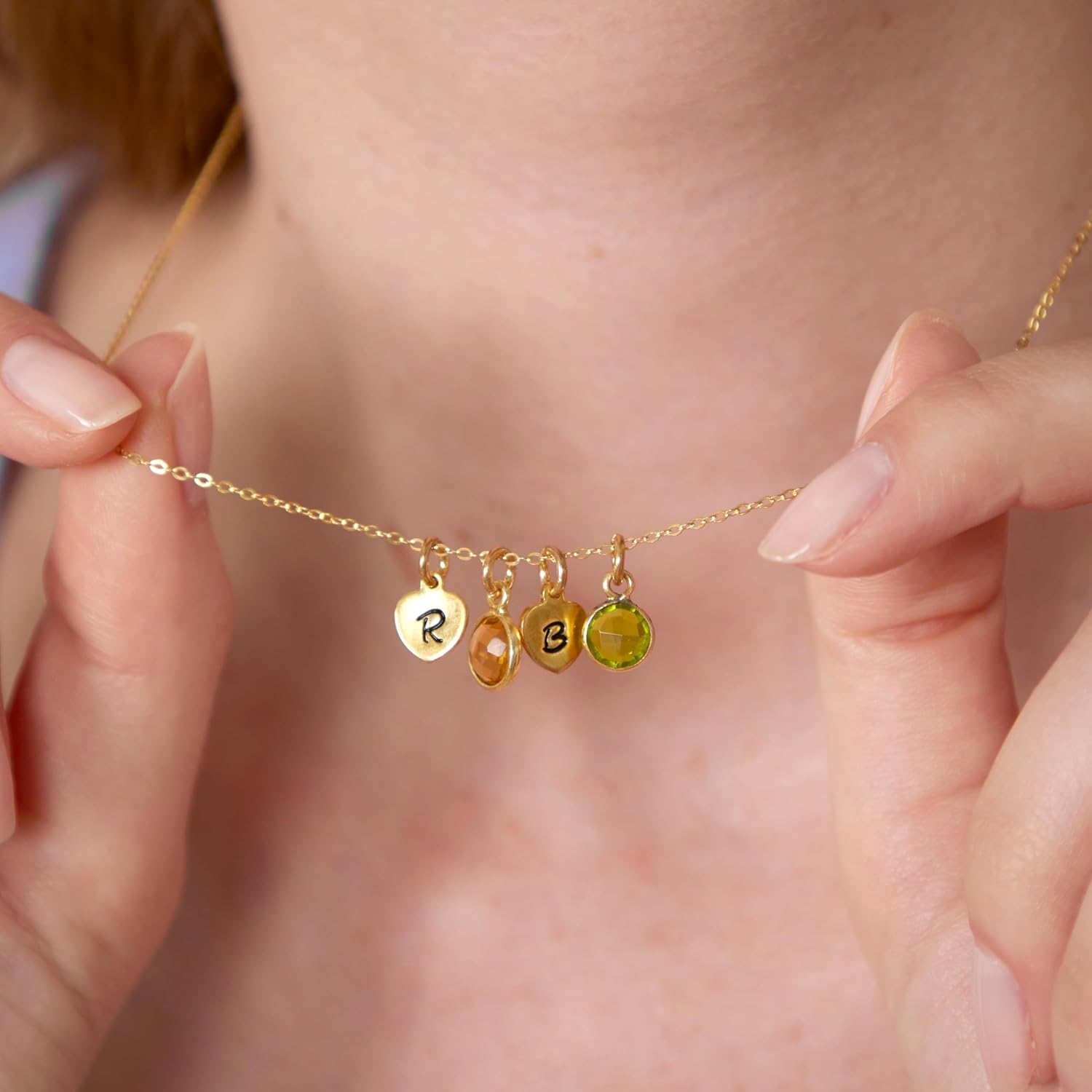 EVE'S ADDICTION Custom Multi Hand Stamped Mini Heart Initial Necklace - Gifts for Mom - Image 3