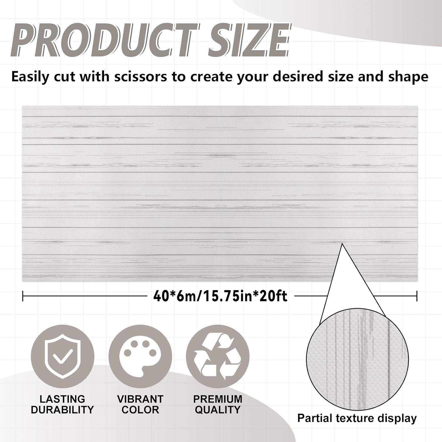 White Wood Bulletin Board Roll Wood Grain Classroom Decoration White Non-Woven Fabric Bulletin Board Background Reusable Waterproof Erasable Wall Decor for Arts Crafts Classroom Supplies 15.75" x 20ft