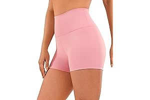 CRZ YOGA Women's 3''-8'' Pink Naked Feeling High Waisted Yoga Shorts for Workout and Running