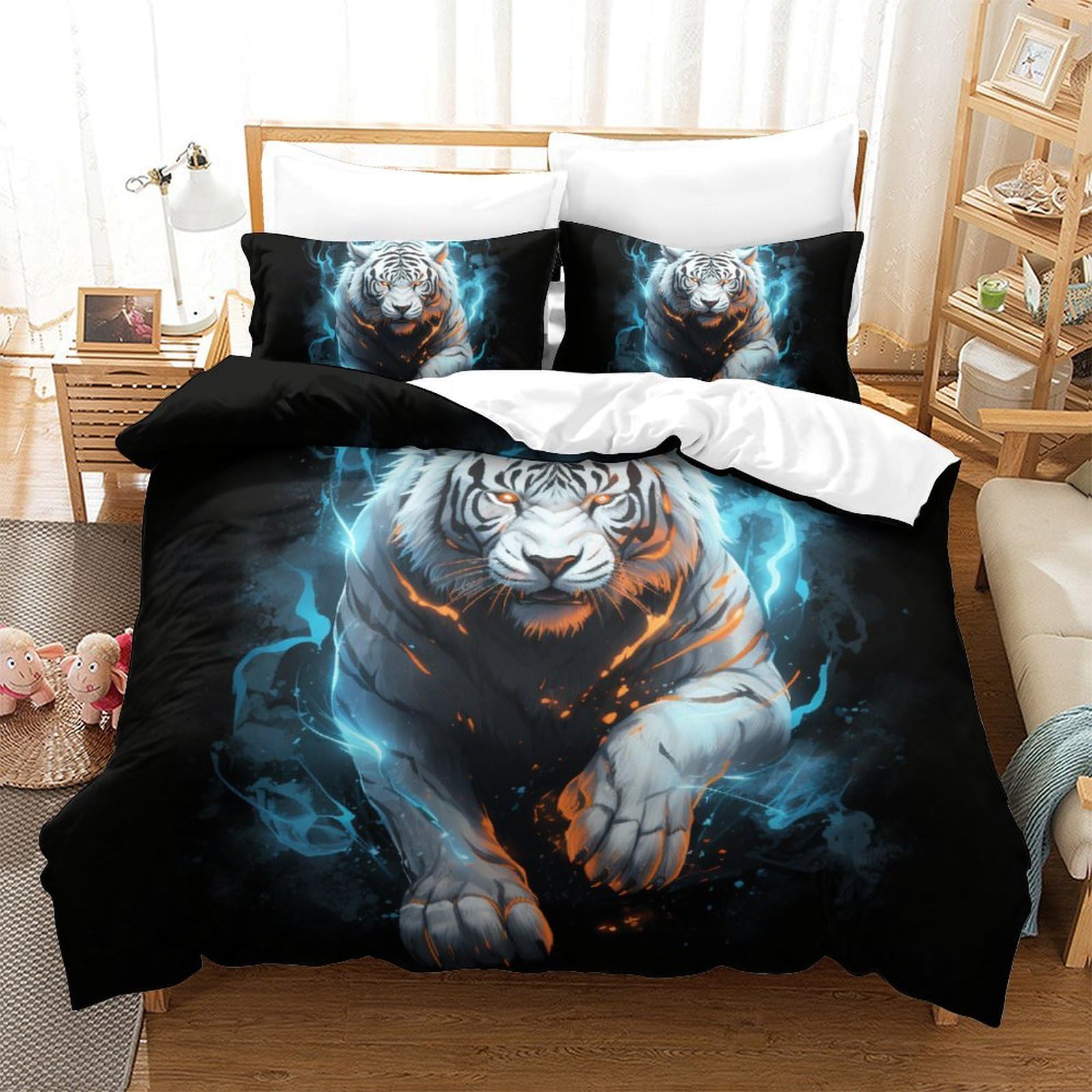 Housse de couette tigre en microfibre respirante et super douce King