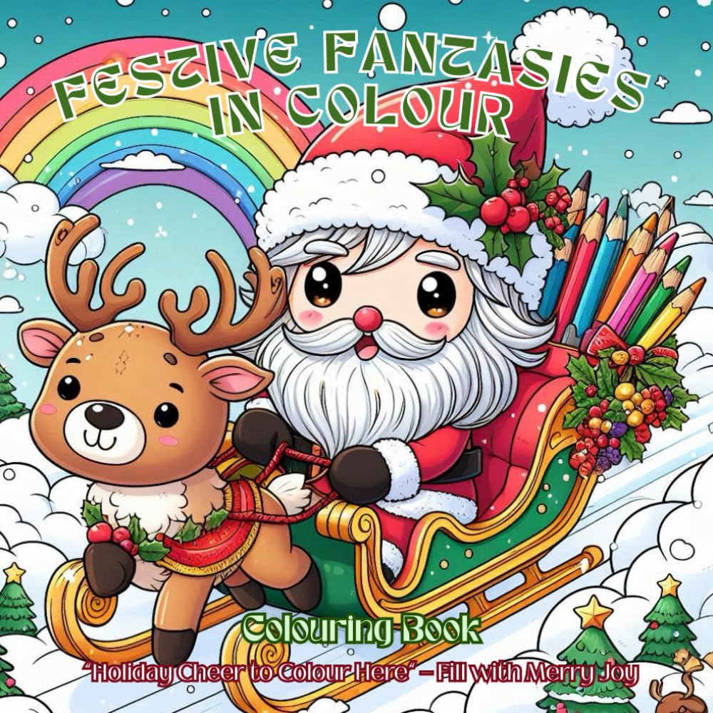 Festive Fantasies In Colour | Adult & Kids Colouring Book: “Holiday Cheer to Colour Here” — Fill with Merry Joy