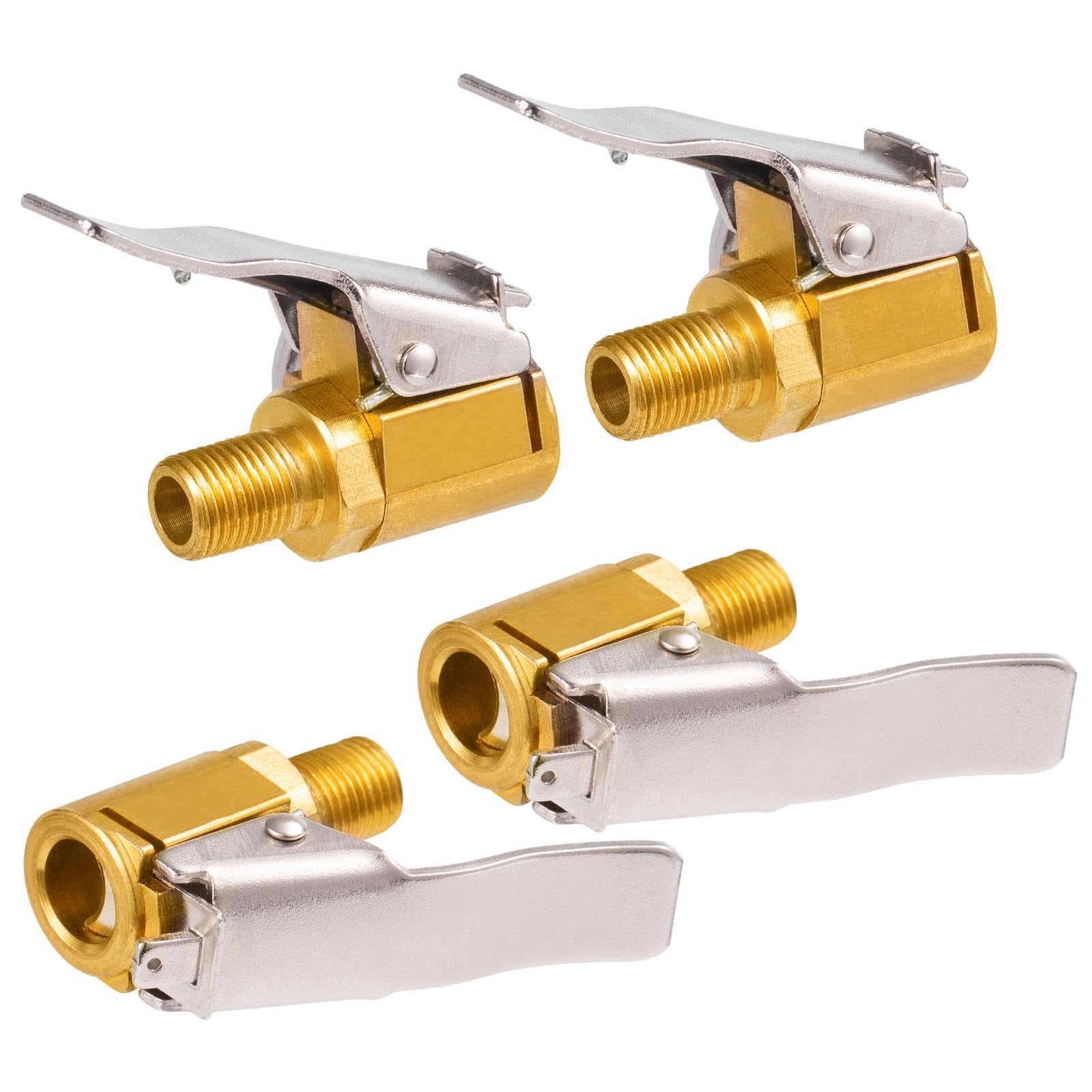 Toolwiz Air Chuck Tyre Inflator, 8mm Tyre Valve Connector Extension Brass Pump Adaptor Clip on Air Compressor Tool Hose End Accessories for Car, Bike,Motorcycle,4 pcs