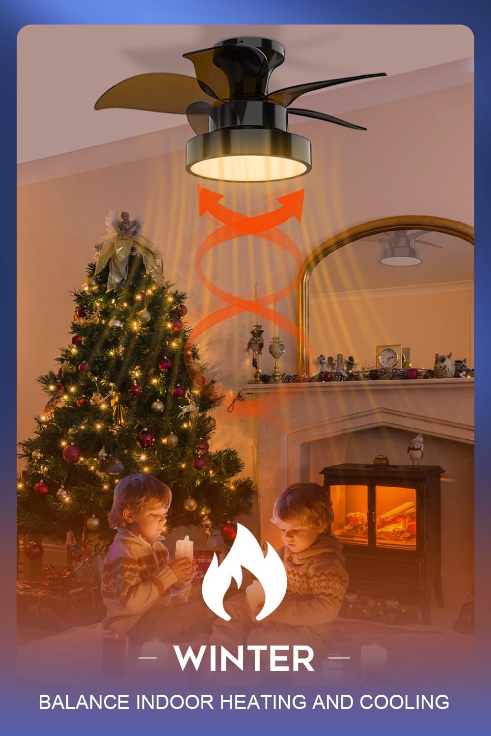 ledmo Ceiling Fans with Lights and Remote Control, 24 inch Black Ceiling Fan, Quiet Reversible Motor, 5 Blades, Multi-Speed Reversible Airflow for All Seasons Bedroom, Living Room, Kitchen, Office