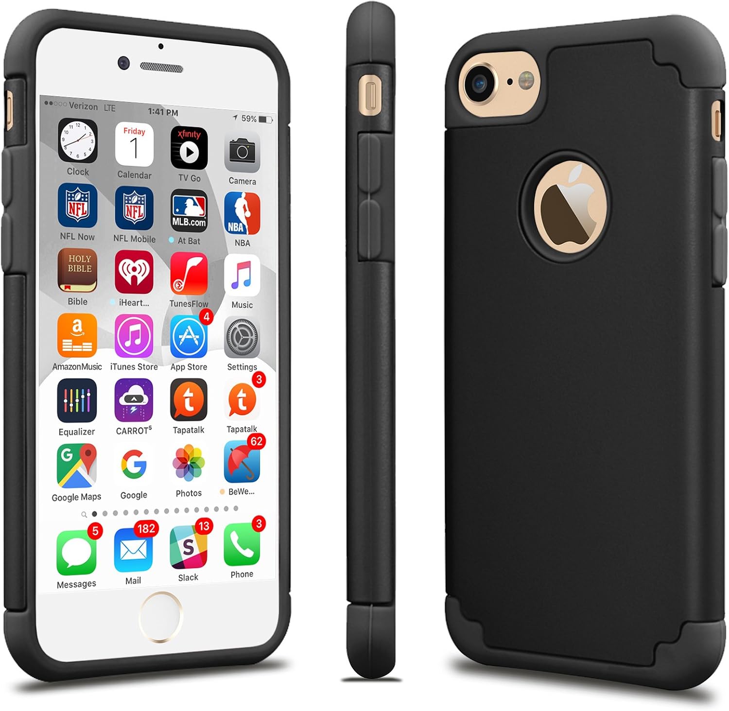 Tekcoo for iPhone 8 Case, iPhone 7 Cute Case, [Tbaron Series] Bumper Case Shock Absorbing Hard Hybrid Slim Thin Cute Cover [Scratch Proof] Plastic Shell + TPU Rubber Inner [Black]